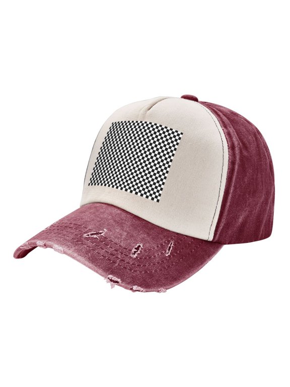Men Women Black Checkered Baseball Cap Golf Dad Hat Adjustable Low Profile Cotton Hat