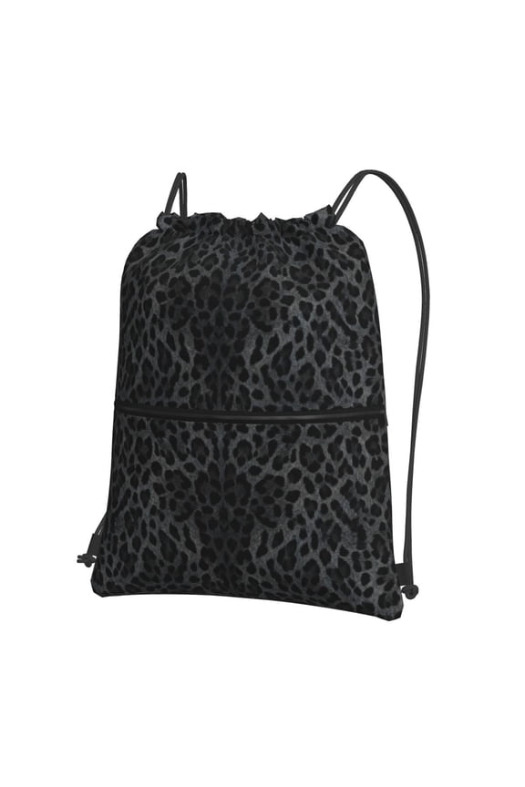 Men Women Black Cheetah Leopard Sport Gym Water Resistant Sackpack Drawstring Backpack Bag