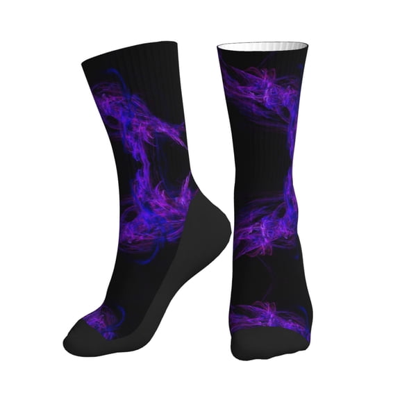 Men Women Black Purple Abstract Novelty Sports Design Casual Dress Socks