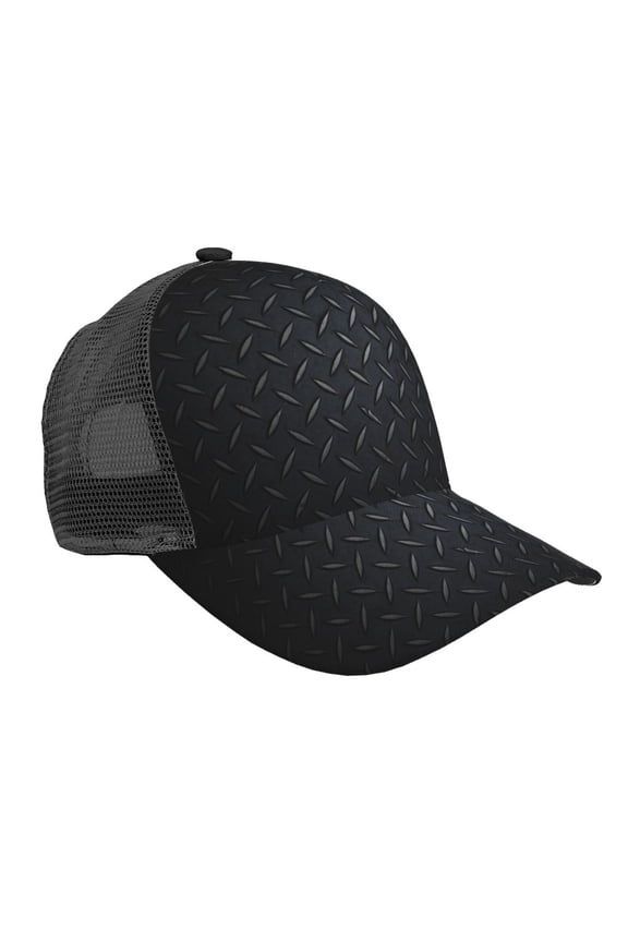 Men Women Black Steel Adjustable Trucker Hat Lightweight Mesh Back Baseball Cap One Size