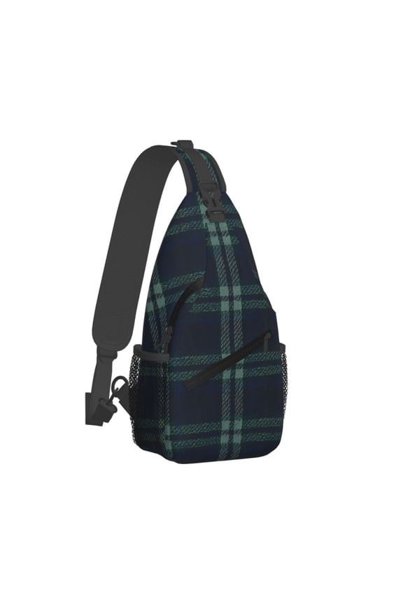 Men Women Black Watch Plaid Sling Crossbody Chest Bag Backpack with Convertible Shoulder Strap