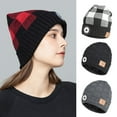 thumbnail image 1 of Men Women Bluetooth Beanie, Bluetooth 5.0 Wireless Winter Warm Knit Hats Cap, Mic and HD Speakers, Gifts for Outdoors Family Thanksgiving Christmas , Unisex Christmas Gift  (Black Red), 1 of 2
