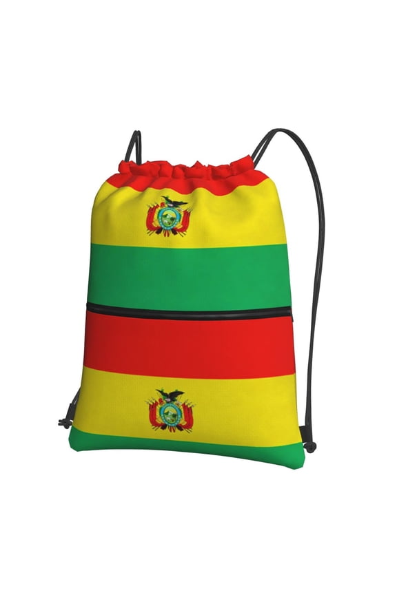 Men Women Bolivian Flag Sport Gym Water Resistant Sackpack Drawstring Backpack Bag
