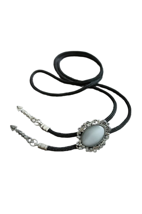 Men Women Bolo Tie Antique Stone Western Cowboy Feathered Pendant Charm Necklace