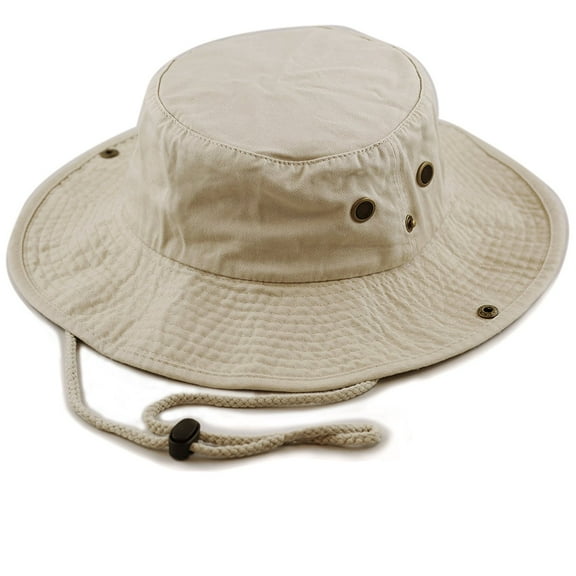 Pashmina Unisex Cotton Wide Brim Foldable Hat, Khaki