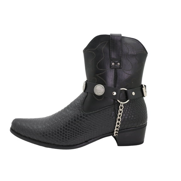 Men Women Boot Pair Black Straps Biker Bracelet American Eagle Charm