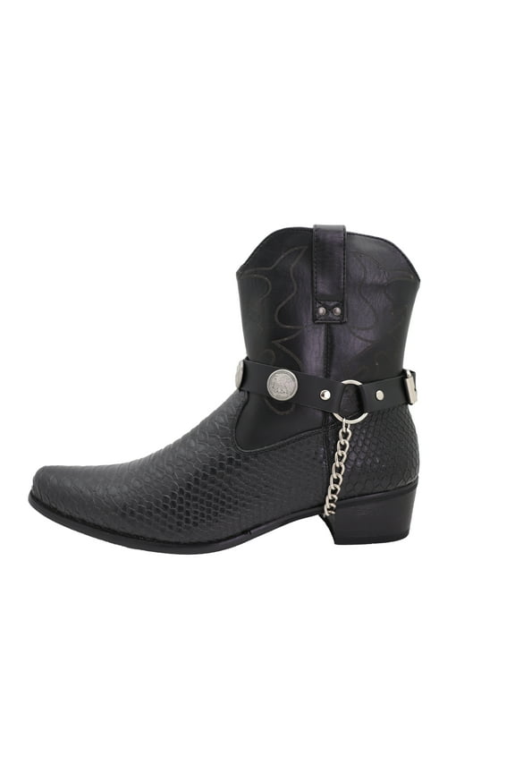 Men Women Boot Pair Black Straps Biker Bracelet American Eagle Charm