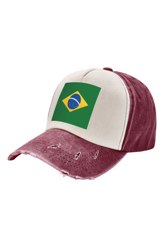Men Women Brazil Flag Distressed Twill Cotton Baseball Cap Vintage Adjustable Dad Hat