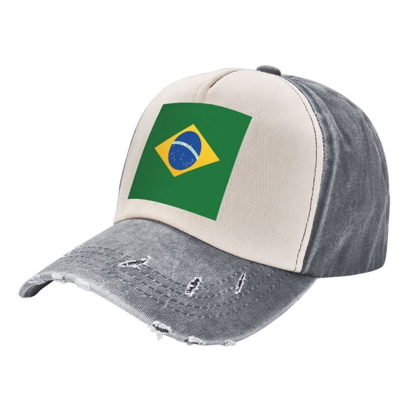 Men Women Brazil Flag Distressed Twill Cotton Baseball Cap Vintage Adjustable Dad Hat
