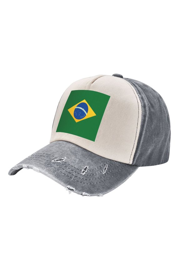 Men Women Brazil Flag Distressed Twill Cotton Baseball Cap Vintage Adjustable Dad Hat