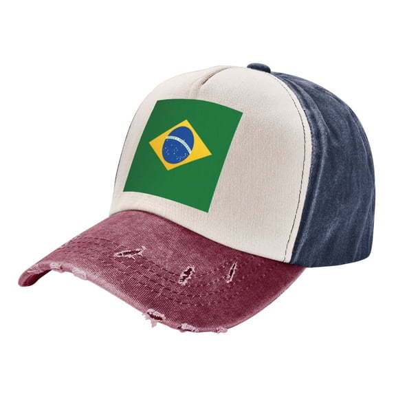 Men Women Brazil Flag Distressed Twill Cotton Baseball Cap Vintage Adjustable Dad Hat