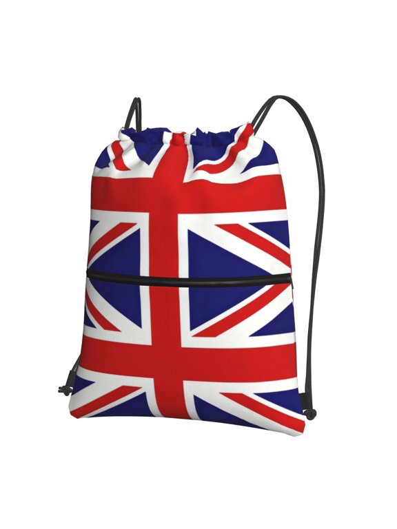 Men Women British Flag Britain English England Sport Gym Water Resistant Sackpack Drawstring Backpack Bag