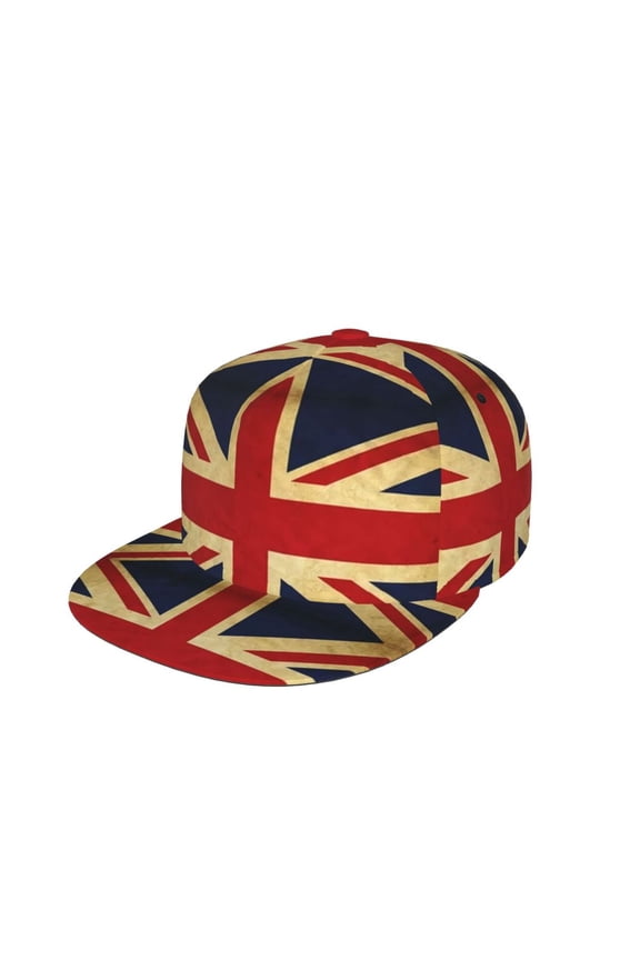 Men Women British Flag Natural Flat Bill Hip Hop Visor Snapback Hat Adjustable Baseball Cap