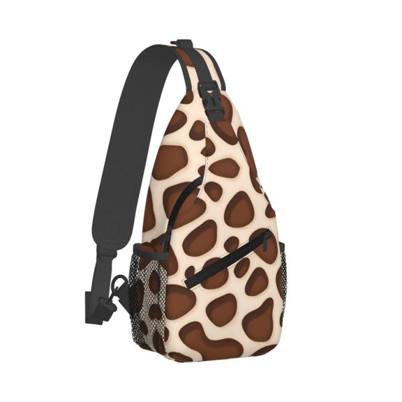 Men Women Brown And Yellow Giraffe Spotted Sling Crossbody Chest Bag Backpack with Convertible Shoulder Strap