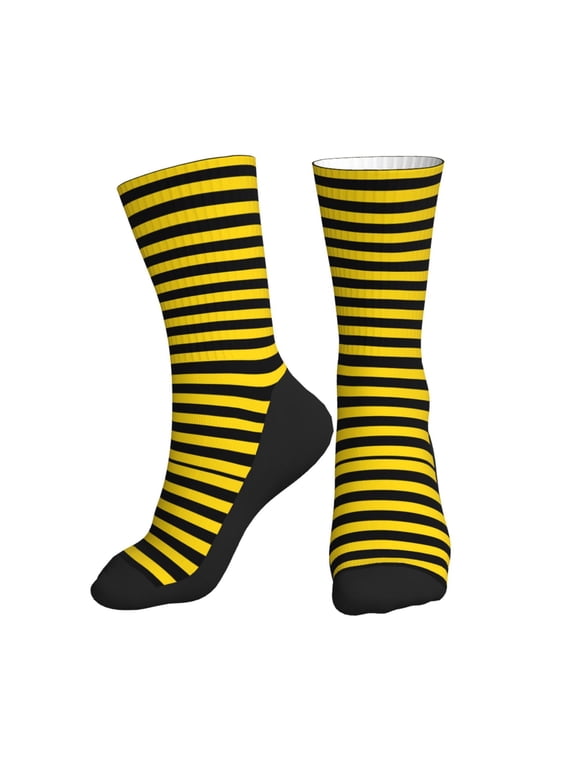 Men Women Bumblebee Stripes Novelty Soft Funny Dress Crew Socks