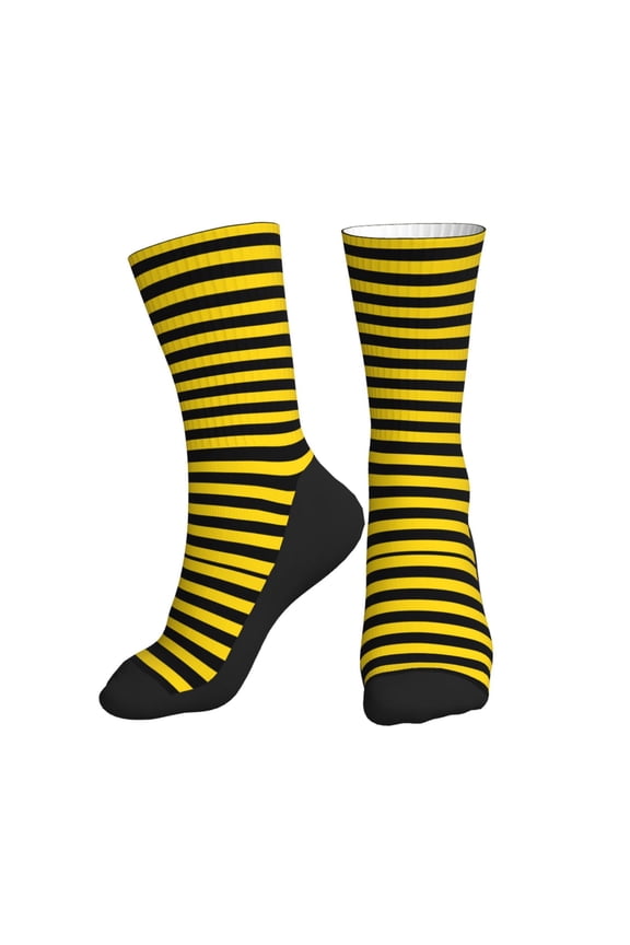 Men Women Bumblebee Stripes Novelty Soft Funny Dress Crew Socks