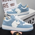 thumbnail image 1 of Men Women Burgundy White Leather Skate Shoes Non Slip Thick Platform Lace Up Fashion Casual Walking Sneakers, 1 of 5