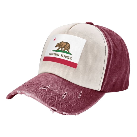 Men Women California Flag Baseball Cap Golf Dad Hat Adjustable Low Profile Cotton Hat