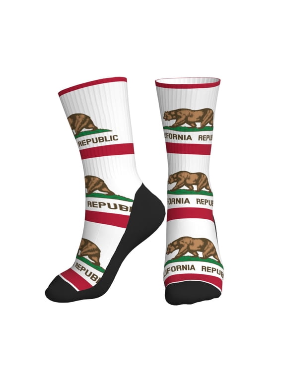 Men Women California Flag Novelty Soft Funny Dress Crew Socks