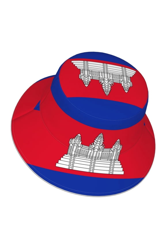 Men Women Cambodian Flag Reflective Bucket Hat Reversible Runner Cap Visor Hat