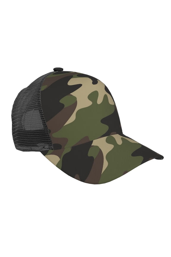 Men Women Camouflage Print Pattern Adjustable Trucker Hat Lightweight Mesh Back Baseball Cap One Size