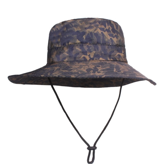 Men Women Camouflage Wide Brim Fishing Bucket Hat Summer Outdoor Sun Protection Cap