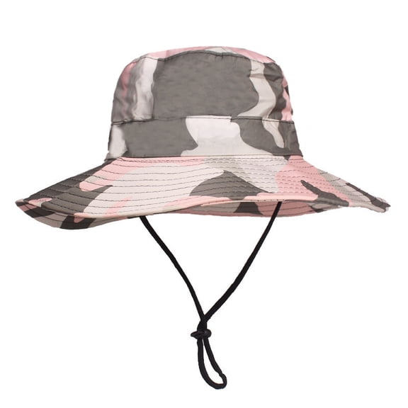 Men Women Camouflage Wide Brim Fishing Bucket Hat Summer Outdoor Sun Protection Cap