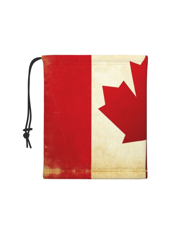 Men Women Canada Flag Print Neck Gaiter Winter Fleece Neck Scarf Thermal Face Scarf With Drawstring