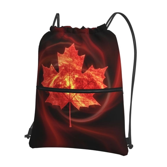 Men Women Canada Maple Leaf Art Print Sport Gym Water Resistant Sackpack Drawstring Backpack Bag