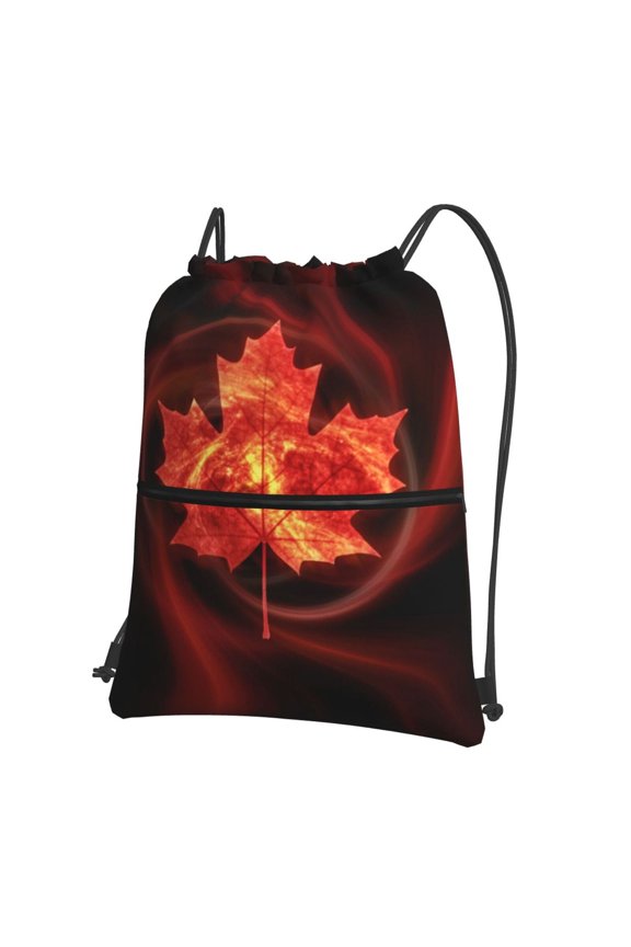 Men Women Canada Maple Leaf Art Print Sport Gym Water Resistant Sackpack Drawstring Backpack Bag