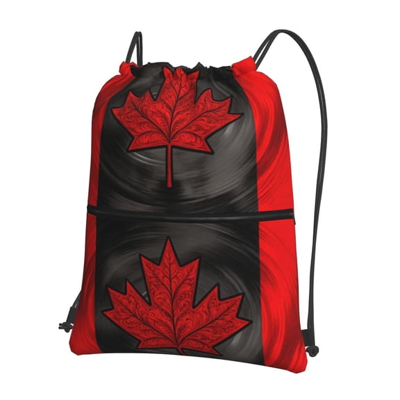 Men Women Canada Maple Leaf Art Sport Gym Water Resistant Sackpack Drawstring Backpack Bag