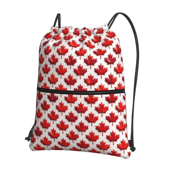 Men Women Canada Maple Leaf Pattern Sport Gym Water Resistant Sackpack Drawstring Backpack Bag