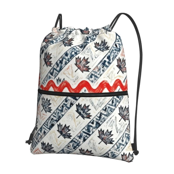 Men Women Canadian Symbol Maple Leaf Pattern Sport Gym Water Resistant Sackpack Drawstring Backpack Bag
