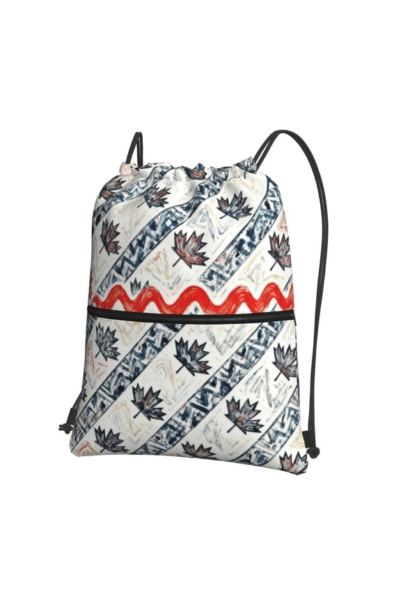Men Women Canadian Symbol Maple Leaf Pattern Sport Gym Water Resistant Sackpack Drawstring Backpack Bag