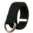 thumbnail image 1 of Men & Women Canvas Web Belt, Metal Double D Ring Buckle Lightweight Soft Stretch Adjustable Casual Cloth Belt, Stretchy Pant Waist Tightener Fits Jeans and Leggings, Black, 1 of 7