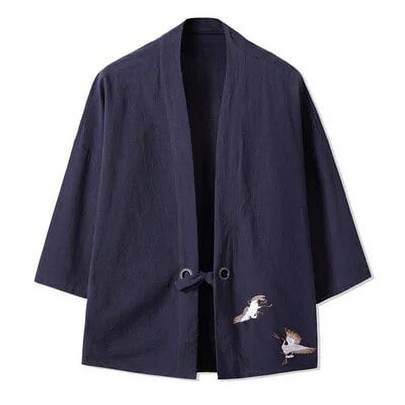 Japanese Crane Kimono Cardigan – Unisex Haori Style Jacket with Traditional Tsuru Design