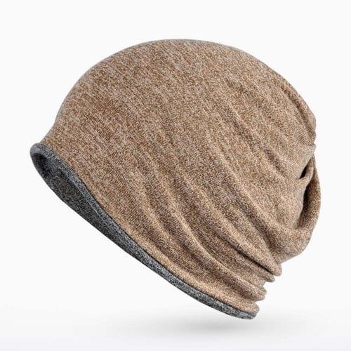 Men Women Casual Oversized Hat Soft Warm Slouchy Beanie Cap Neck Scarf Multi-Use