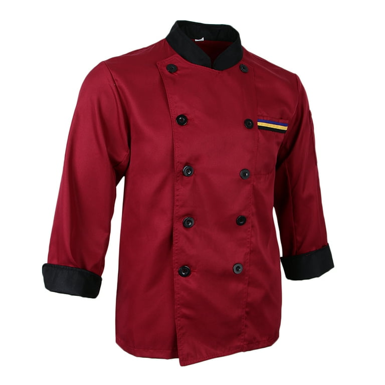 Men Women Chef Apparel Chef Jacket Coat Cook Uniform Red M