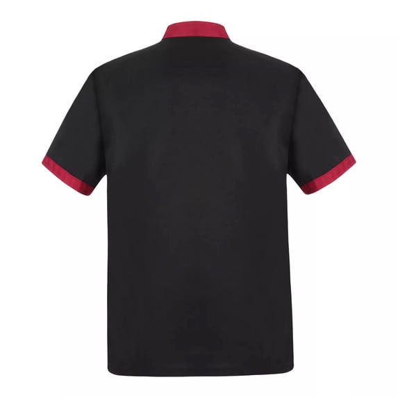 Men Women Chef Coat Uniform Short Sleeve Double Breasted Comfortable Button Closure Chef Jacket for Food Service Workwear Black L