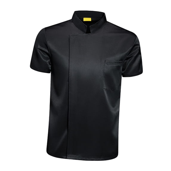 Men Women Chef Jacket Short Sleeve Top Comfortable Cooker Chef Clothes chef Coat Black XXL
