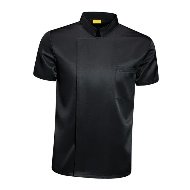 Men Women Chef Jacket Short Sleeve Top Comfortable Cooker Chef Clothes chef Coat Black XXL