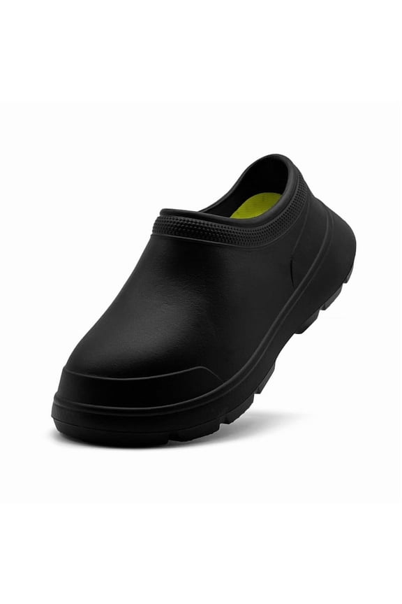 Men Women Chef Shoes Non-Slip Work Shoes Water & Oil Resistant Leather Slip-Ons, Comfortable Slip-Resistant Kitchen Warehouse Shoes