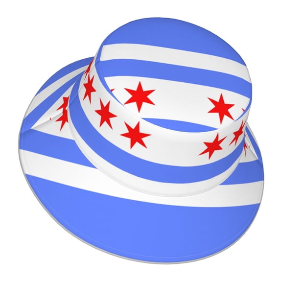 Men Women Chicago Flag Style Reflective Bucket Hat Reversible Runner Cap Visor Hat