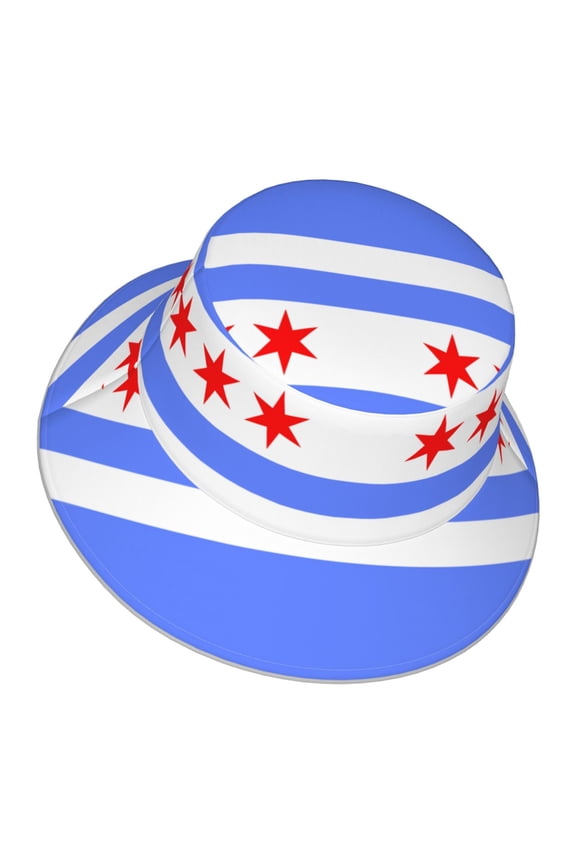 Men Women Chicago Flag Style Reflective Bucket Hat Reversible Runner Cap Visor Hat