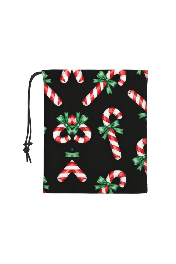 Men Women Christmas Candy Cane Neck Gaiter Winter Fleece Neck Scarf Thermal Face Scarf With Drawstring