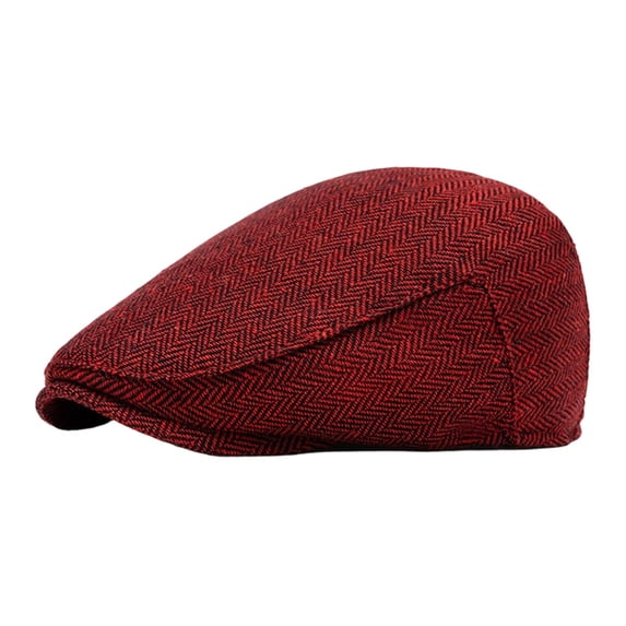 Men Women Classic Houndstooth Newsboy Cap, British Style Wool Blend Beret