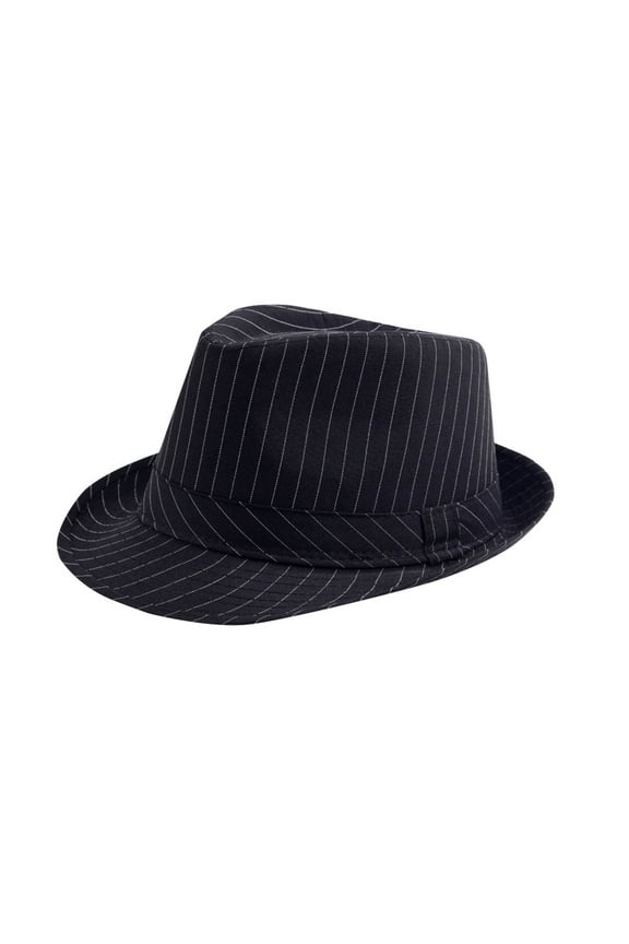 Men Women Classic Structured Stripe Trilby Fedora Hat Black