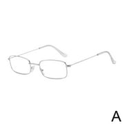 Men Women Clear Lens Eye Glasses Reflective Square Silver RX Optical Frame A7C4