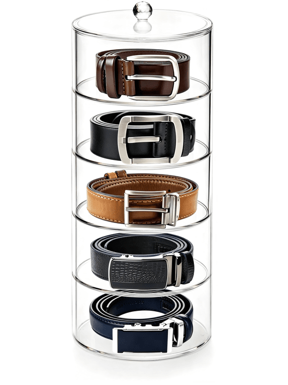 Men & Women Clear Stackable 5-Compartment Belt Organizer, Clear