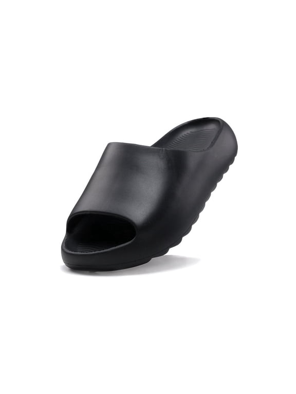 Men Women Cloud Cushion Slides EVA Pillow Slippers Non-Slip Shower Sandals Comfortable Summer Open Toe Bathroom House Spa Gym Home Pool Soft Beach Shoes Indoor & Outdoor Black